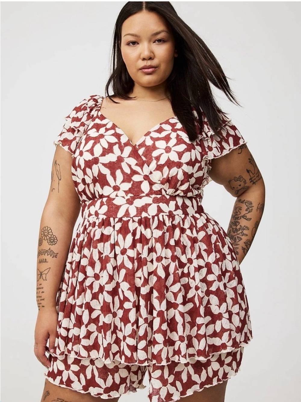 Torrid size 4 Red and Brown Floral Dress